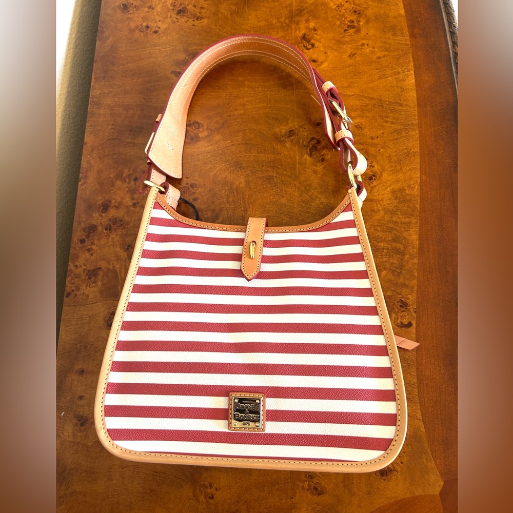 DISCONTINUED‎ Dooney & Bourke Handbag, Skipper Messenger, White and Red Stripe